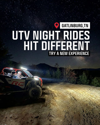 Night UTV Tour - Experience the Smokies like never before. Our Night UTV & SxS Tours take you through off-road mountain trails under the stars, giving your family a one-of-a-kind nighttime adventure. Enjoy cooler weather, incredible views, glowing headlights cutting through the dark, and unforgettable moments with the people you love.
Safe, guided, family-friendly, and designed for all experience levels — just hop in, turn on the lights, and let the night begin.
Dark roads. Bright memories.
Your next adventure starts after sunset. Night UTV Tour - Experience the Smokies like never before. Our Night UTV & SxS Tours take you through off-road mountain trails under the stars, giving your family a one-of-a-kind nighttime adventure. Enjoy cooler weather, incredible views, glowing headlights cutting through the dark, and unforgettable moments with the people you love.
Safe, guided, family-friendly, and designed for all experience levels — just hop in, turn on the lights, and let the night begin.
Dark roads. Bright memories.
Your next adventure starts after sunset.