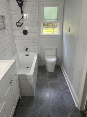 Start to finish Bathroom Remodel - This remodel turned an extra room into a fully functioning bathroom Start to finish Bathroom Remodel - This remodel turned an extra room into a fully functioning bathroom