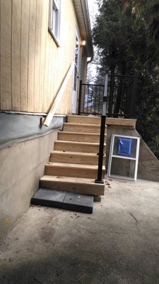 Recent Projects - Remodeled porch and added some safer railings and steps. Required a permit which the co purchased and then worked with local code examiners. Now the property has a safe exit at the back of the house. Recent Projects - Remodeled porch and added some safer railings and steps. Required a permit which the co purchased and then worked with local code examiners. Now the property has a safe exit at the back of the house.