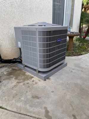 New Carrier furnace, condenser and coil - Check out this new Carrier system we installed in Yorba Linda, CA.  We changed out a 30 year old system for a new Carrier 60,000 BTU ultra low nox furnace (58SU0A060E1716), new Carrier 3.5 ton condenser 16+SEER2 (24SPA642W003), new ADP 3.5 ton high efficiency evaporator coil, all new R-8 flex ducts and deluxe supply and return grills.  This system is more efficient, quieter and will cool and heat this house faster than the old system.  Give us a call for more info.