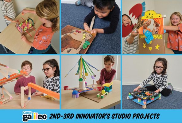 Summer 2025 2nd & 3rd Grade Projects - Our Star Campers work on 1-2 day, age-appropriate projects individually and in small groups to challenge their thinking and test their perseverance. Join us for anywhere between one and six weeks of innovation, friendship and fun! While the projects and activities change from week to week, you can count on an unbelievably fun summer at Camp Galileo. Campers have three daily rotations that are focused on expanding their minds and having them test their ideas through amazingly fun projects. Campers work on individual projects during our Innovator's Studio rotation and collaborate with each other during the Idea Lab and Outdoor Adventure rotations. Click through to see pictures of our Innvator's Studio projects for summer 2025. Next, campers team up with their fellow Stars on awesome design challenges in Idea Lab, where the goal is collaboration and wild experimentation. Every week offers new things to test and try, like designing a working zipline, constructing a sturdy bobsled track or free-building a custom wheeled vehicle. Campers then move to their Outdoor Adventure rotation, their daily destination for exciting games and classic camp fun. Campers try different activities every week, including circle games like the blindfolded Bat & Moth, active games like the Shipwreck with silly commands from the captain and team-building games like the group heist Chicken Thief. Summer 2025 2nd & 3rd Grade Projects - Our Star Campers work on 1-2 day, age-appropriate projects individually and in small groups to challenge their thinking and test their perseverance. Join us for anywhere between one and six weeks of innovation, friendship and fun! While the projects and activities change from week to week, you can count on an unbelievably fun summer at Camp Galileo. Campers have three daily rotations that are focused on expanding their minds and having them test their ideas through amazingly fun projects. Campers work on individual projects during our Innovator's Studio rotation and collaborate with each other during the Idea Lab and Outdoor Adventure rotations. Click through to see pictures of our Innvator's Studio projects for summer 2025. Next, campers team up with their fellow Stars on awesome design challenges in Idea Lab, where the goal is collaboration and wild experimentation. Every week offers new things to test and try, like designing a working zipline, constructing a sturdy bobsled track or free-building a custom wheeled vehicle. Campers then move to their Outdoor Adventure rotation, their daily destination for exciting games and classic camp fun. Campers try different activities every week, including circle games like the blindfolded Bat & Moth, active games like the Shipwreck with silly commands from the captain and team-building games like the group heist Chicken Thief.