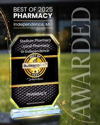 Best Pharmacy of the Year 2025 - We are proud to be recognized as the Top 1 Local Pharmacy in Independence, MO by the BEST of 2025 awards from BusinessRate! 🏆 Thank you for choosing Stadium Pharmacy as your trusted partner in care and wellness. ❤️ Your continued support and trust inspire us to serve you better every day. Best Pharmacy of the Year 2025 - We are proud to be recognized as the Top 1 Local Pharmacy in Independence, MO by the BEST of 2025 awards from BusinessRate! 🏆 Thank you for choosing Stadium Pharmacy as your trusted partner in care and wellness. ❤️ Your continued support and trust inspire us to serve you better every day.