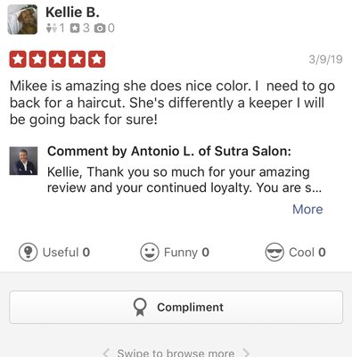 Reviews of my work at my previous salon! - These are reviews of my work under the previous salon I worked at.