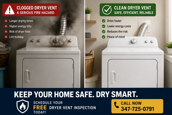Professional Dryer Vent Cleaning - We performed a complete dryer vent cleaning to remove years of lint buildup that was restricting airflow. The customer had noticed longer drying times and excessive heat from the dryer. After cleaning the entire vent system, airflow was restored, drying efficiency improved, and the risk of a dryer fire was significantly reduced. Regular dryer vent maintenance helps lower energy costs, extends the life of your dryer, and keeps your home safer. Professional Dryer Vent Cleaning - We performed a complete dryer vent cleaning to remove years of lint buildup that was restricting airflow. The customer had noticed longer drying times and excessive heat from the dryer. After cleaning the entire vent system, airflow was restored, drying efficiency improved, and the risk of a dryer fire was significantly reduced. Regular dryer vent maintenance helps lower energy costs, extends the life of your dryer, and keeps your home safer.