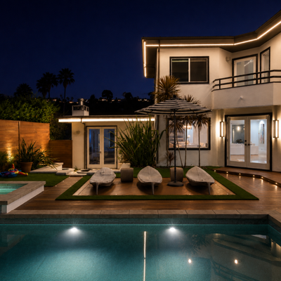 Full Backyard Remodel Including Pool construction and Decking by Vivid Homes, Leading General Contractors in Los Angeles, CA - At Vivid Homes, we recently completed a stunning pool construction project in the vibrant city of Los Angeles, CA. As seasoned remodeling contractors, we understand the importance of transforming spaces into havens of relaxation and luxury. This project epitomizes our commitment to excellence and innovation in home remodeling.
Nestled amidst the sunny skies and palm trees of Los Angeles, this pool stands as a testament to our dedication to craftsmanship and attention to detail. From concept to completion, our team of experienced contractors meticulously designed and constructed this oasis, ensuring every aspect met our high standards of quality.
As trusted general contractors in the area, Vivid Homes specializes in turning dreams into reality. Whether it's a kitchen remodel, bathroom renovation, or full home transformation, we have the expertise to bring your vision to life. Our track record speaks for itself, as we consistently exceed expectations and deliver exceptional results.
If you're considering a home renovation project in Los Angeles, look no further than Vivid Homes. Contact us today to discuss your ideas and let us turn your house into the home of your dreams. Full Backyard Remodel Including Pool construction and Decking by Vivid Homes, Leading General Contractors in Los Angeles, CA - At Vivid Homes, we recently completed a stunning pool construction project in the vibrant city of Los Angeles, CA. As seasoned remodeling contractors, we understand the importance of transforming spaces into havens of relaxation and luxury. This project epitomizes our commitment to excellence and innovation in home remodeling.
Nestled amidst the sunny skies and palm trees of Los Angeles, this pool stands as a testament to our dedication to craftsmanship and attention to detail. From concept to completion, our team of experienced contractors meticulously designed and constructed this oasis, ensuring every aspect met our high standards of quality.
As trusted general contractors in the area, Vivid Homes specializes in turning dreams into reality. Whether it's a kitchen remodel, bathroom renovation, or full home transformation, we have the expertise to bring your vision to life. Our track record speaks for itself, as we consistently exceed expectations and deliver exceptional results.
If you're considering a home renovation project in Los Angeles, look no further than Vivid Homes. Contact us today to discuss your ideas and let us turn your house into the home of your dreams.