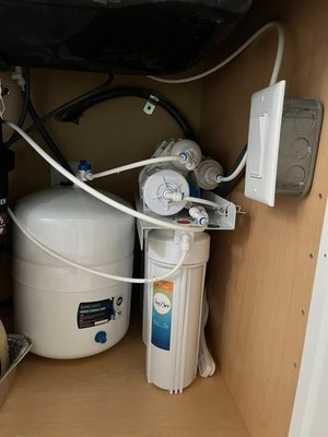 Reverse Osmosis Water System Installation - Installed a reverse osmosis water filtration system to provide clean, high-quality drinking water. The project included mounting the filtration unit, connecting water supply and drain lines, installing the dedicated faucet, checking all fittings and connections, and testing the system to ensure proper operation and leak-free performance. The installation was completed with attention to detail, leaving the area clean and ready for immediate use. Keystone Group is committed to delivering reliable installation services, quality workmanship, and dependable results on every project. Reverse Osmosis Water System Installation - Installed a reverse osmosis water filtration system to provide clean, high-quality drinking water. The project included mounting the filtration unit, connecting water supply and drain lines, installing the dedicated faucet, checking all fittings and connections, and testing the system to ensure proper operation and leak-free performance. The installation was completed with attention to detail, leaving the area clean and ready for immediate use. Keystone Group is committed to delivering reliable installation services, quality workmanship, and dependable results on every project.
