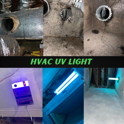 HVAC UV Light Install - Ultraviolet lights installed in HVAC, with the right placement and strength, can eliminate growth such as bacteria, mildew and mold that hide deep within your coil, air ducts, and main box. You might not only notice a reduction in illness, but also mild allergen symptoms, improved air flow, and maintenance costs will go down. HVAC UV Light Install - Ultraviolet lights installed in HVAC, with the right placement and strength, can eliminate growth such as bacteria, mildew and mold that hide deep within your coil, air ducts, and main box. You might not only notice a reduction in illness, but also mild allergen symptoms, improved air flow, and maintenance costs will go down.