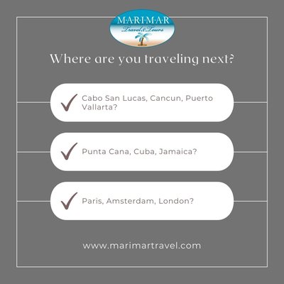 Travel - Booking now! Hotel + flight packages.
We will work around your budget. Just give us a call with information
I.E; how many travelers, age, number of rooms.
quotes are free.
Travel memories are unforgettable, you learn and experience new things each time. Travel - Booking now! Hotel + flight packages.
We will work around your budget. Just give us a call with information
I.E; how many travelers, age, number of rooms.
quotes are free.
Travel memories are unforgettable, you learn and experience new things each time.