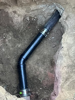 SEWER LINE REPLACEMENT EXPERTS - Here is a photo of the broken sewer pipe, which was causing the customers home to constantly back up with sewage. So this was a full sewer line replacement using our trenchless technology. Almost 100 feet of sewer line replaced with minimal property damage. We were able to get this sewer line completely replaced for this customer in less than two days. We started with a couple small excavation, access points and installed a new sewer line using pipe bursting technology and sewer liners, also called, cured in place piping (CIPP). These two combined resulted in a FULL SEWER LINE replacement. If you are experiencing any drain problems, call us today for a free, no-obligation inspection and estimate. SEWER LINE REPLACEMENT EXPERTS - Here is a photo of the broken sewer pipe, which was causing the customers home to constantly back up with sewage. So this was a full sewer line replacement using our trenchless technology. Almost 100 feet of sewer line replaced with minimal property damage. We were able to get this sewer line completely replaced for this customer in less than two days. We started with a couple small excavation, access points and installed a new sewer line using pipe bursting technology and sewer liners, also called, cured in place piping (CIPP). These two combined resulted in a FULL SEWER LINE replacement. If you are experiencing any drain problems, call us today for a free, no-obligation inspection and estimate.