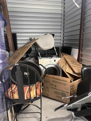 Public storage unit clean out - Our customer was closing out their storage unit and needed these unwanted items hauled away. Customer contacted me and booked the next day pick up. The unit was on the third floor and we were able to use the elevator to transport the items to our truck. We were able to get this done in one visit and the customer was very satisfied. Public storage unit clean out - Our customer was closing out their storage unit and needed these unwanted items hauled away. Customer contacted me and booked the next day pick up. The unit was on the third floor and we were able to use the elevator to transport the items to our truck. We were able to get this done in one visit and the customer was very satisfied.