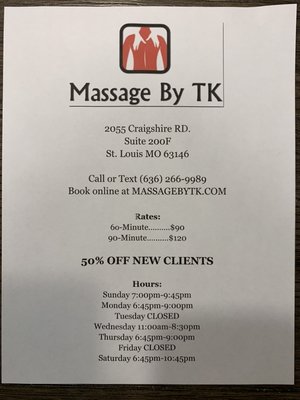 Rates - Call, text or book online today Rates - Call, text or book online today