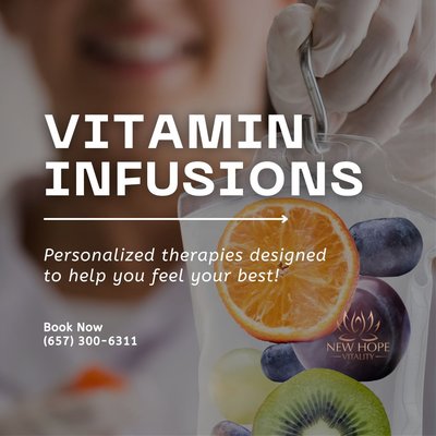 We use only the highest-quality products, sourced from the same suppliers trusted by major hospitals. - An intravenous infusion at New Hope Vitality provides 100% bioavailability of every vitamin, nutrient, and mineral in the electrolyte bag. In just 30-45 minutes, our vitamin infusion therapy can boost your immune system, improve energy, enhance mood, flush out toxins, improve skin appearance, reduce stress, eliminate dehydration, and even help with hangovers. Our physician has spent decades perfecting these infusions, ensuring our patients feel better with every treatment.
We use only the highest-quality products, sourced from the same suppliers trusted by major hospitals. All of our vitamins are from FDA-approved pharmacies and 503b registered suppliers, guaranteeing you the best available products. If you’re looking for vitamin infusion near you or in Costa Mesa, New Hope Vitality provides top-quality IV therapy throughout Orange County to boost your health and wellness. We use only the highest-quality products, sourced from the same suppliers trusted by major hospitals. - An intravenous infusion at New Hope Vitality provides 100% bioavailability of every vitamin, nutrient, and mineral in the electrolyte bag. In just 30-45 minutes, our vitamin infusion therapy can boost your immune system, improve energy, enhance mood, flush out toxins, improve skin appearance, reduce stress, eliminate dehydration, and even help with hangovers. Our physician has spent decades perfecting these infusions, ensuring our patients feel better with every treatment.
We use only the highest-quality products, sourced from the same suppliers trusted by major hospitals. All of our vitamins are from FDA-approved pharmacies and 503b registered suppliers, guaranteeing you the best available products. If you’re looking for vitamin infusion near you or in Costa Mesa, New Hope Vitality provides top-quality IV therapy throughout Orange County to boost your health and wellness.