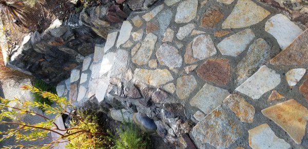 paving existing stairs with flat stone - Re touching the existing stairs with flat stone, concrete doing a different pattern paving existing stairs with flat stone - Re touching the existing stairs with flat stone, concrete doing a different pattern