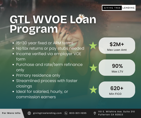 WVOE Loan Program - This loan program lets you qualify using only a written employment verification form — no tax returns or pay stubs required.
It’s ideal for salaried employees with limited documentation.
📩 Let’s verify your employment and get you pre-approved today. WVOE Loan Program - This loan program lets you qualify using only a written employment verification form — no tax returns or pay stubs required.
It’s ideal for salaried employees with limited documentation.
📩 Let’s verify your employment and get you pre-approved today.