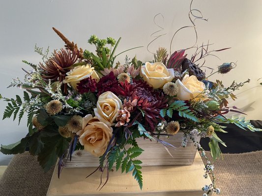 Holiday Flowers (Thanksgiving Centerpiece) - Want to impress this holiday season - show off your Thanksgiving table with a stunning centerpiece design. Custom orders in wood boxes or vases. Take creativity up a notch and order a pumpkin centerpiece- each is sure to wow guests. Holiday Flowers (Thanksgiving Centerpiece) - Want to impress this holiday season - show off your Thanksgiving table with a stunning centerpiece design. Custom orders in wood boxes or vases. Take creativity up a notch and order a pumpkin centerpiece- each is sure to wow guests.