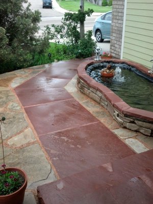 Outdoor Projects - This customer wanted a mixture of flagstones, placed in mortar that looked like sand and pebbles. Randy colored the mortar and by hand placed sand and pebbles!