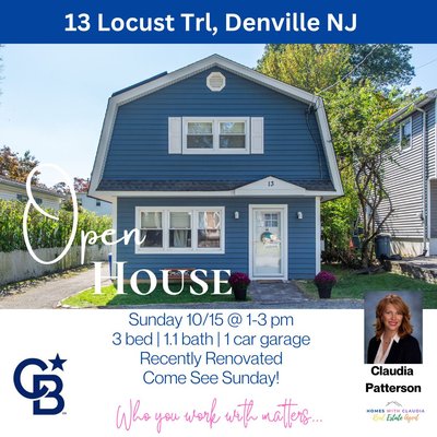 Open House - Sunday 10/15 @ 1-3 - Charming home in desireable Denville NJ! Come see Sunday --- see you there! Open House - Sunday 10/15 @ 1-3 - Charming home in desireable Denville NJ! Come see Sunday --- see you there!