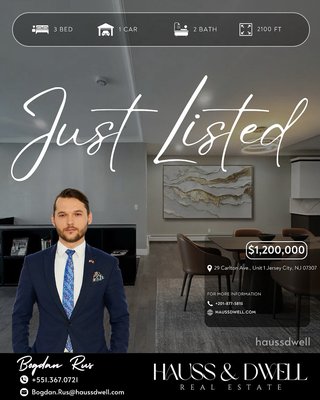 Just Listed For Sale in Jersey City! - Brand-new luxury condo in Jersey City Heights! Features 3 bedrooms, 2 baths, soaring 11-ft ceilings, and a massive private backyard (25x100). Modern open layout with designer kitchen, private driveway parking, and prime location near Pershing Field Park and Journal Square PATH. A rare blend of space, style, and convenience in one of Jersey City’s most sought-after neighborhoods.