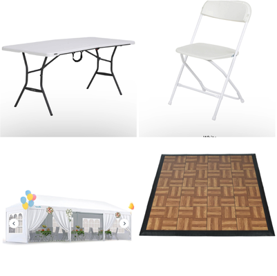 Call for Bundling Options! - Our event rental package offers everything you need to make your special occasion a memorable one. Whether it's a small celebration, corporate event, or birthday party, we have you covered. Trust us to provide top-quality rentals that will exceed your expectations.  Rental pricing is set for single day events.