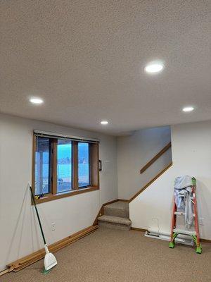 Recessed can lights installed. - These can lights on a dimmer were installed by Robinhood Electric for a ping pong table room at a cabin on square lake. The ceiling joist were solid wood and we managed to magically fish through the ceiling with not one hole to patch. Recessed can lights installed. - These can lights on a dimmer were installed by Robinhood Electric for a ping pong table room at a cabin on square lake. The ceiling joist were solid wood and we managed to magically fish through the ceiling with not one hole to patch.