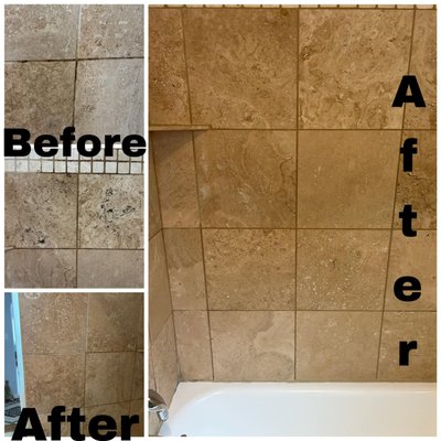 Tile and grout cleaning - This bathroom grout needed a little TLC! Now it shines as if it is brand new