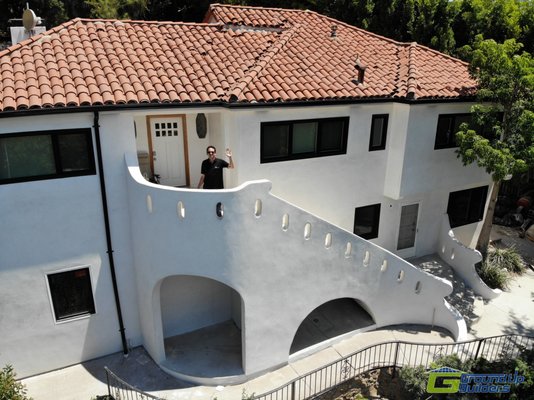 Exterior remodel 2020 - Beautiful Hollywood hills mansion overlooking Los Angeles. We did a complete remodel of the exterior of the home that included over 20 new double pane vinyl windows as well as new smooth stucco and paint