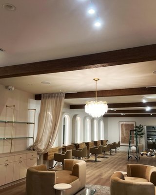 Beauty Salon - This installation project we executed in three phases, the initial phase involved pre-wiring during construction, routing all speaker cables through the ceiling and installing cat6 lines for the security cameras and poe system. The second phase consisted of installing all equipment, including access points, speakers, and security cameras to each location, and then the final phase is setting up and configuring all the equipment.