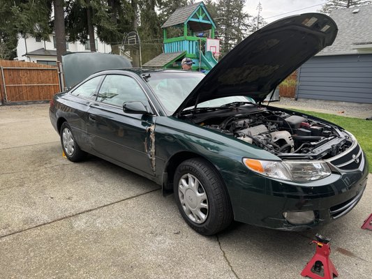 Auto Body Repair & Restoration - This restoration was done on an older Toyota Solara. It is a sentimental car that was handed down. The prior owner in her older age crashed into a fence and creating scratches and dents throughout the passenger side of the vehicle. We tore the car down, and restored the car back to factory condition. Auto Body Repair & Restoration - This restoration was done on an older Toyota Solara. It is a sentimental car that was handed down. The prior owner in her older age crashed into a fence and creating scratches and dents throughout the passenger side of the vehicle. We tore the car down, and restored the car back to factory condition.