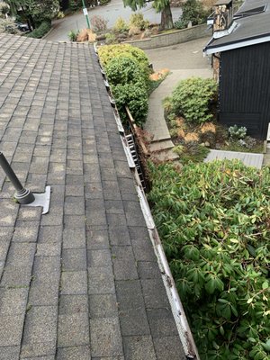 Gutter Guard/Filter Repair - Problem Solving for a client who experienced, poorly installed Gutter Guards. We gutted all and re-installed as the gutter system was blocked from debris and causing many leaks and rotting fascia board. The home owner can sleep well again.