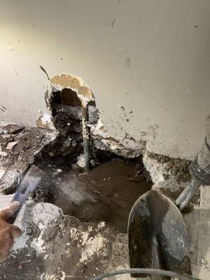 Under slab water repair - Hot water line was busted under bathroom floor. When identifying where leak was at. Open floor and replace bad pipe.