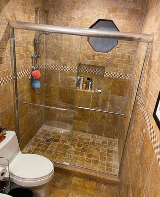 The shower doors installation - Installing new shower doors. The shower doors installation - Installing new shower doors.