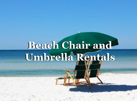 Beach Chair & Umbrella Rentals - We offer a variety of beach furniture to make your lounge time more comfortable.
All of our equipment is Commercial Grade for maximum quality and comfort.
Order ahead and we can have your chairs set up when you arrive and we'll take it away when you leave.
Call today to book your set-up, we look forward to serving you! Beach Chair & Umbrella Rentals - We offer a variety of beach furniture to make your lounge time more comfortable.
All of our equipment is Commercial Grade for maximum quality and comfort.
Order ahead and we can have your chairs set up when you arrive and we'll take it away when you leave.
Call today to book your set-up, we look forward to serving you!