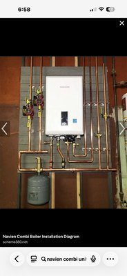Combo unit, boiler and hot water all in one… - This unit replaced a 4’x4’ boiler and a 50-gallon water heater. Combo unit, boiler and hot water all in one… - This unit replaced a 4’x4’ boiler and a 50-gallon water heater.