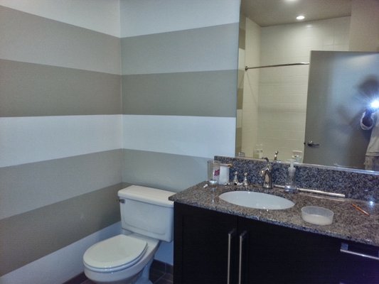 Bathroom in Emeryville,CA - The customer called us up and said she was looking for new looking in her bathroom. She wanted stripes. I said I can deliver , the rest is history 🤣