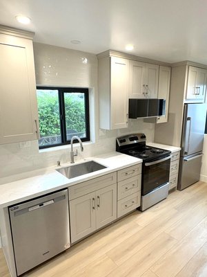 Garage to ADU conversion - This is a 2 story garage conversion into a 2 bedroom ADU. 
Kitchen and 1/2 bathroom downstairs and 2 bed 2 full bath upstairs.