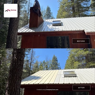 Chimney Removed & Roof Reinforced - We removed a non-functional chimney that was a potential source of water intrusion and unnecessary roof complexity. After demolition, we reinforced the decking and installed a new standing seam metal roof panel to match the existing roof. For added protection against moisture penetration, we applied a high-performance ice & water shield underlayment beneath the panel. The result is a seamless, watertight repair that enhances the appearance and integrity of the roofing system. Chimney Removed & Roof Reinforced - We removed a non-functional chimney that was a potential source of water intrusion and unnecessary roof complexity. After demolition, we reinforced the decking and installed a new standing seam metal roof panel to match the existing roof. For added protection against moisture penetration, we applied a high-performance ice & water shield underlayment beneath the panel. The result is a seamless, watertight repair that enhances the appearance and integrity of the roofing system.