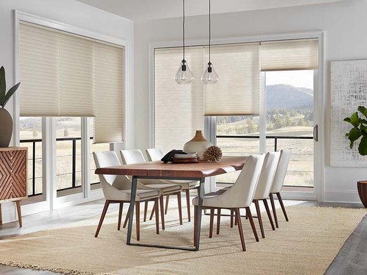 Kitchen window covering refresh - This kitchen was recently remodelled but was experiencing a tremendous amount of sun and heat. The customer wanted to keep it bright but needed help with the heat. The honeycomb shade is the most energy efficient shade on the market but still allows light during the day so the room is not dark.
A great soft look that compliments this homes decor. Kitchen window covering refresh - This kitchen was recently remodelled but was experiencing a tremendous amount of sun and heat. The customer wanted to keep it bright but needed help with the heat. The honeycomb shade is the most energy efficient shade on the market but still allows light during the day so the room is not dark.
A great soft look that compliments this homes decor.