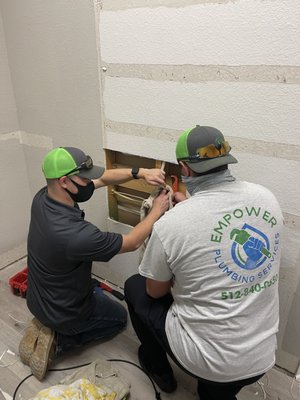 Water leak from a hot water line, causing water damage to Sheetrock and flooring. - Complete Damage Restoration. Plumbing Repair, Flooring Removal, Sheetrock Repair, and Painting. Water leak from a hot water line, causing water damage to Sheetrock and flooring. - Complete Damage Restoration. Plumbing Repair, Flooring Removal, Sheetrock Repair, and Painting.