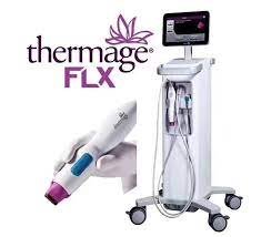 Thermage FLX - Thermage FLX uses radiofrequency energy to heat the deeper dermal layer of the skin while keeping the surface skin cool. This innovative technology can tighten the skin from on the face, jowls, jawline, eye area, as well as the arms, legs, abdomen, and buttocks. A good candidate for Thermage FLX is any patient with mild-to-moderate skin laxity, as well as those with mild sun damage. Thermage’s radiofrequency technology can be used safely on patients with all skin tones. Thermage FLX is extremely effective, and gradually over time, improvement in skin sagging and sun fine lines becomes self evident. It takes 4 to 6 months to appreciate the full cosmetic results. The Thermage FLX is safe and effective treatment for patients of all ages. Younger patients benefit from producing new collagen and preventing the visible signs of aging as a maintenance treatment. More mature patients will appreciate the visible signs of aging being repaired with gradual new collagen formation and skin tightening.