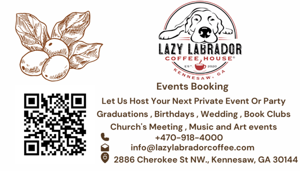 Let Us Host Your Next Special Event at Our Coffee House! - Looking for the perfect venue in town? Our cozy coffee house is available for private parties and celebrations of all kinds! We welcome:
Graduations
Birthdays
Bridal showers
Baby showers
Engagement parties
Weddings
Book clubs
Church meetings
With a warm atmosphere, delicious coffee, and flexible seating, we make every gathering feel special. Let us help you create memorable moments—contact us today to book your event! Let Us Host Your Next Special Event at Our Coffee House! - Looking for the perfect venue in town? Our cozy coffee house is available for private parties and celebrations of all kinds! We welcome:
Graduations
Birthdays
Bridal showers
Baby showers
Engagement parties
Weddings
Book clubs
Church meetings
With a warm atmosphere, delicious coffee, and flexible seating, we make every gathering feel special. Let us help you create memorable moments—contact us today to book your event!