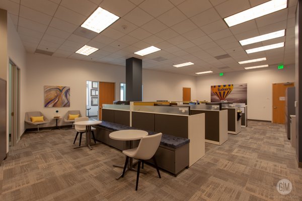 Bakers Drive Thru HQ - Baker's Drive thru is a standout in the industry as an innovator in creating America’s First Twin Kitchen® operation–an offering of both American and Mexican entrées–a concept that quickly caught on with the evolving Inland Empire customers. In 2018 the team elected to relocate their headquarters to a 4,500+ square foot office in Riverside, CA.
The Baker's team utilized G|M's full capability to include; iQ Studio design, furnishings and branding services. The new space includes 10 private offices, 16 workstations, a conference room, training room and central employee breakroom. Bakers Drive Thru HQ - Baker's Drive thru is a standout in the industry as an innovator in creating America’s First Twin Kitchen® operation–an offering of both American and Mexican entrées–a concept that quickly caught on with the evolving Inland Empire customers. In 2018 the team elected to relocate their headquarters to a 4,500+ square foot office in Riverside, CA.
The Baker's team utilized G|M's full capability to include; iQ Studio design, furnishings and branding services. The new space includes 10 private offices, 16 workstations, a conference room, training room and central employee breakroom.