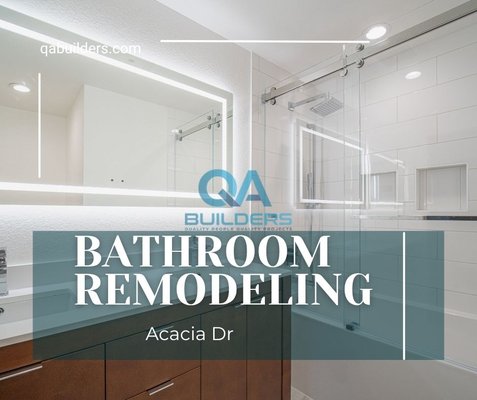 Modern Luxury Bathroom Remodel on Acacia Dr - At QA Builders, we specialize in turning ordinary bathrooms into luxurious, spa-like retreats. This complete bathroom remodeling project on Acacia Dr showcases our commitment to premium craftsmanship, modern design, and high-quality materials.
Our team executed a top-to-bottom renovation, updating every element of the space. The highlights of this modern bathroom redesign include a spacious walk-in shower with clean white tile work, a dedicated shampoo niche, a premium rain shower head, and an elegant seamless glass enclosure.
We installed a custom double vanity featuring rich wood grain cabinetry, dual sleek faucets, and a durable white quartz countertop that provides ample storage and functionality. The space is illuminated beautifully by a massive, custom backlit LED mirror that adds a contemporary touch and enhances the room’s natural brightness. To complete the modern upgrade, we integrated high-end fixtures, an advanced smart toilet setup, and a clean tub-and-shower combination.
Whether you want to remodel a master bath, update a powder room, or complete a full home renovation, QA Builders delivers exceptional results tailored to your vision. Contact us today to start planning your next remodeling project! Modern Luxury Bathroom Remodel on Acacia Dr - At QA Builders, we specialize in turning ordinary bathrooms into luxurious, spa-like retreats. This complete bathroom remodeling project on Acacia Dr showcases our commitment to premium craftsmanship, modern design, and high-quality materials.
Our team executed a top-to-bottom renovation, updating every element of the space. The highlights of this modern bathroom redesign include a spacious walk-in shower with clean white tile work, a dedicated shampoo niche, a premium rain shower head, and an elegant seamless glass enclosure.
We installed a custom double vanity featuring rich wood grain cabinetry, dual sleek faucets, and a durable white quartz countertop that provides ample storage and functionality. The space is illuminated beautifully by a massive, custom backlit LED mirror that adds a contemporary touch and enhances the room’s natural brightness. To complete the modern upgrade, we integrated high-end fixtures, an advanced smart toilet setup, and a clean tub-and-shower combination.
Whether you want to remodel a master bath, update a powder room, or complete a full home renovation, QA Builders delivers exceptional results tailored to your vision. Contact us today to start planning your next remodeling project!