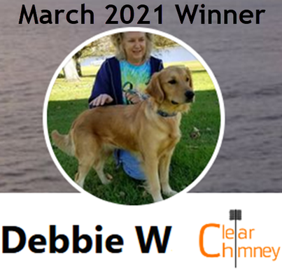 Our spring "giveaway" winner Debbie - Throughout the year, we give to the community by holding giveaways for free sweeps, gas log installations and other services.  Debbie won our last giveaway in March 2021.  Be on the lookout for our next giveaway and enter.