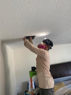 New vent opening on the ceiling - This vent we did in the master bedroom. New vent opening on the ceiling - This vent we did in the master bedroom.