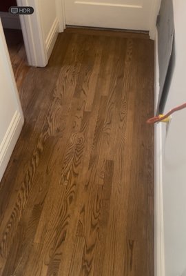 Sand & Refinish Hardwood floors - This is a refinish job that we did in Larkspur. We sanded and refinish the kitchen hall and front entryway.