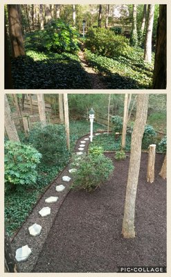 Backyard pathway - Stepping stone pathway w/edgers and mulch
