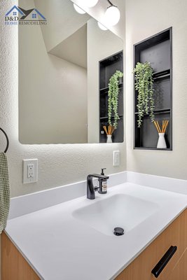 Bathroom Remodeling San Jose - Complete bathroom renovation featuring custom tile installation, a modern tub and shower, natural wood vanity cabinetry, matte black fixtures, and contemporary finishes. D&D Home Remodeling delivers quality bathroom renovations throughout the Bay Area. Bathroom Remodeling San Jose - Complete bathroom renovation featuring custom tile installation, a modern tub and shower, natural wood vanity cabinetry, matte black fixtures, and contemporary finishes. D&D Home Remodeling delivers quality bathroom renovations throughout the Bay Area.