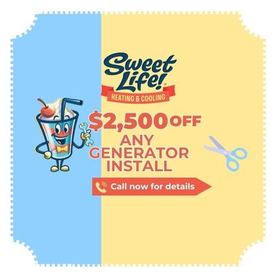 $2,500 OFF Any Generator Install - Expires on March 31, 2026