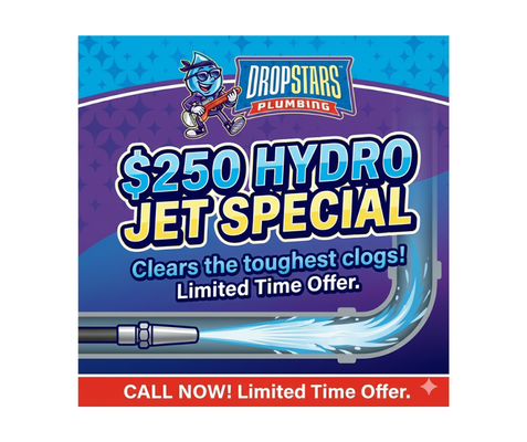 $250 Hydrojet Special - Hydrojetting mainline will clear blockages and any obstructions. Job must be performed through accessible clean-out. There may be roots or broken pipes. Camera inspection included in price.
