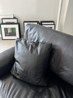 Leather Couch Restoration - Restored a black leather couch to that perfect “lived‑in but new again” balance: reinforced cushion attachments, re‑stuffed for better support, cleaned and conditioned the leather, and evened the tone. The piece kept its character while regaining structure and comfort Leather Couch Restoration - Restored a black leather couch to that perfect “lived‑in but new again” balance: reinforced cushion attachments, re‑stuffed for better support, cleaned and conditioned the leather, and evened the tone. The piece kept its character while regaining structure and comfort